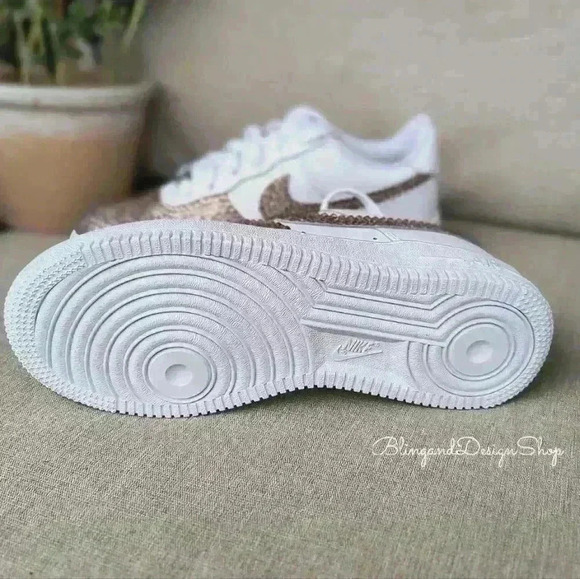 Custom bling Nike Air Force 1 with pink rhinestone crystals Women's Shoes - Picture 10 of 13